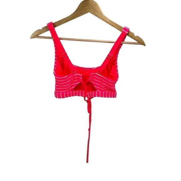 Xhilaration Womens Bikini Top Striped Textured Swimsuit Lined Hot Pink Medium - Picture 3 of 7